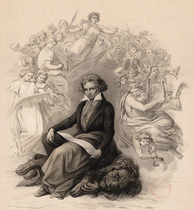 D-apres-Joseph-Charles-Stieler-Beethoven-terrassant-un-lion-symbole-de-monarchie©Gallica-BnF